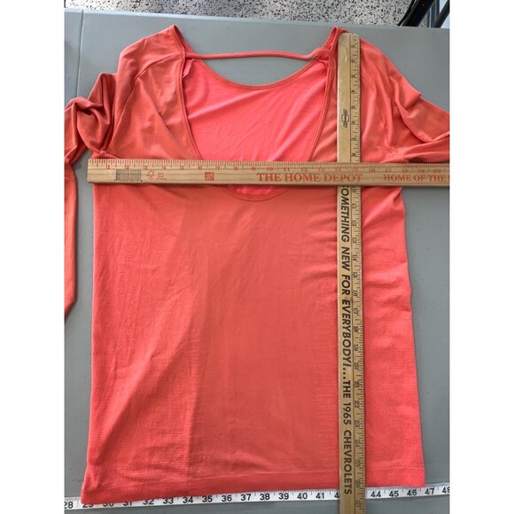 Under Armour Scoop Back Long Sleeve Top Womens M Orange Performance Exercise Gym - Picture 5 of 8